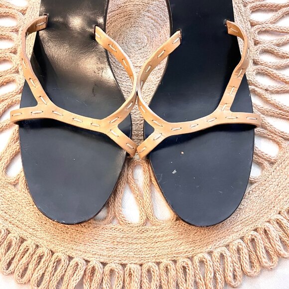 Gucci x Tom Ford Collection Tan Black Leather Bamboo Open Toe Slide Heels Size 9 - Picture 4 of 9